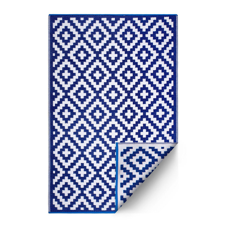 Foundry Select Eile Checkered Blue And White Area Rug Wayfair